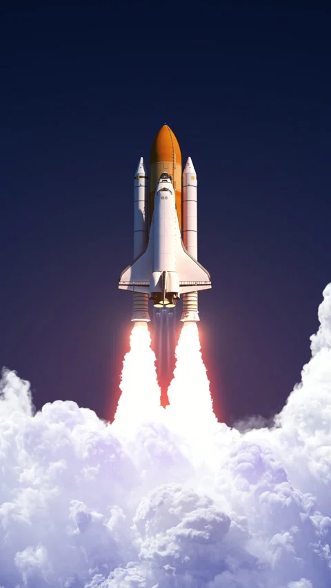 Space Shuttle Launch On Background Of Blue Sky Stock Footage 338410217