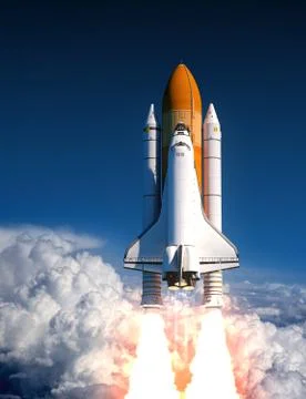 Space Shuttle Launch In The Clouds Stock Illustration
