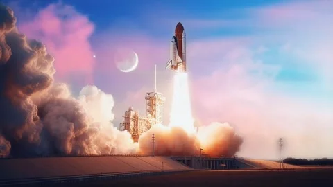 A Space Shuttle Launch Stock Footage 241364526