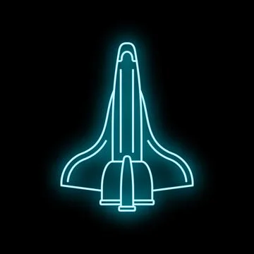 Space shuttle launch glowing neon outline icon Stock Illustration