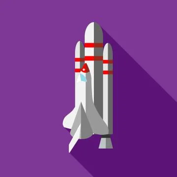 Space shuttle launch icon, flat style Stock Illustration