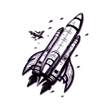 Space Shuttle Launch Illustration. Concept of innovation, technology, and e.. Stock Illustration