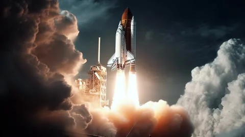 Space Shuttle Launch At Night Stock Footage 241364543