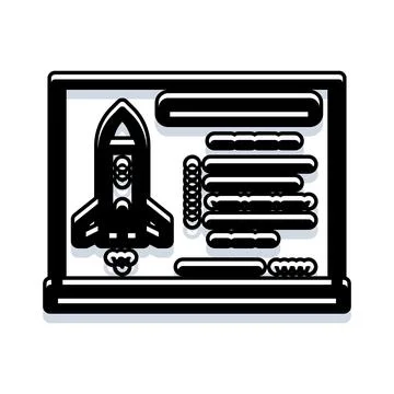 Space shuttle launch program on electronic device screen イラスト素材