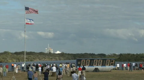 Space Shuttle Launch with Reflection Stock Footage 566335