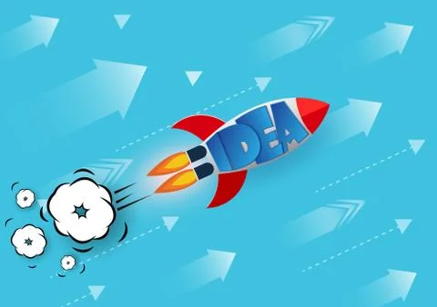 Space shuttle launch to the sky. isolated from the blue background.  start up Stock Illustration