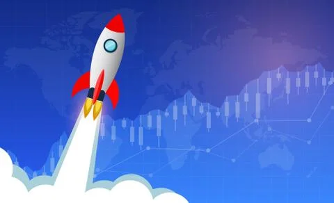 Space shuttle launch to the sky, start up new idea, financial business planni Stock Illustration