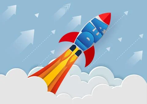 Space shuttle launch to the sky. start up business finance concept. competing Stock-Illustration