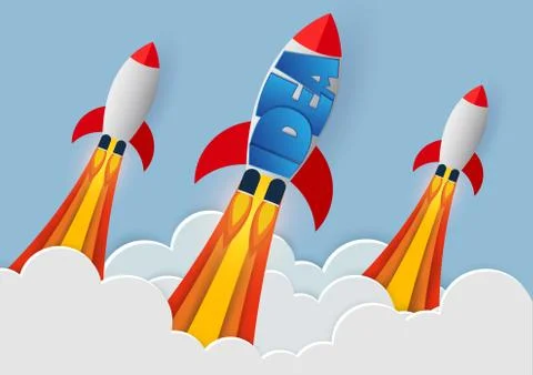 Space shuttle launch to the sky. start up business finance concept. competing Stock Illustration