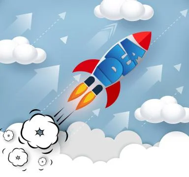 Space shuttle launch to the sky. start up business finance concept. competing イラスト素材