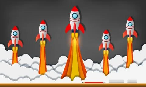 Space shuttle launch to the sky. start up business concept ,financial idea ar Stock Illustration