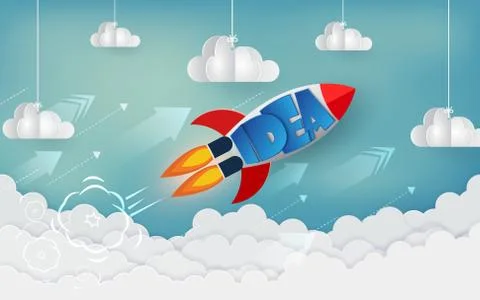 Space shuttle launch to the sky. startup business finance concept. competing  Stock Illustration