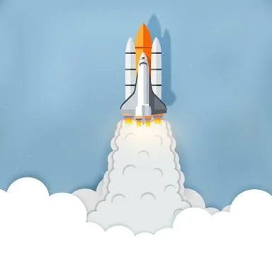 Space shuttle the launch to the sky, startup business finance concept , vecto Stock-Illustration