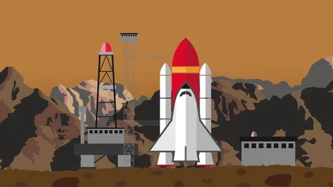 Space Shuttle Launch from a Space Launching Station Stock Footage 73025340