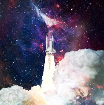 Space Shuttle Launch.Deep space. Beauty of endless universe. Elements of this Stock Photos