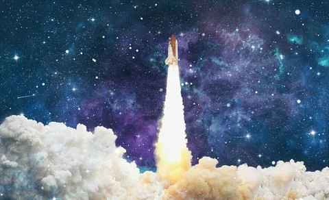 Space Shuttle Launch.Deep space. Beauty of endless universe. Elements of this Stock Photos