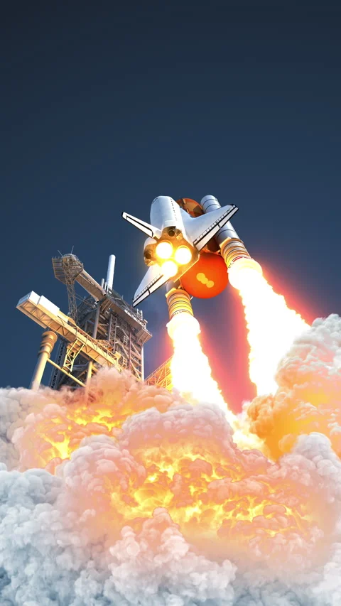 Space Shuttle launching from the launch pad Stock Footage 341347534