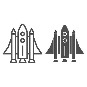 Space Shuttle line and solid icon, transport symbol, Spaceship vector sign on Ilustración de archivo
