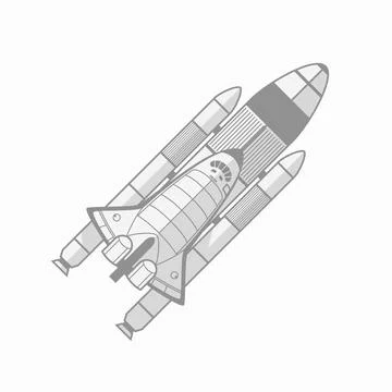 Space shuttle lineart flat design on white Stock Illustration