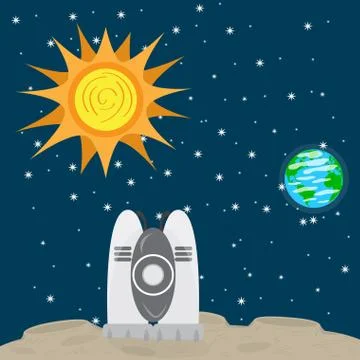 Space shuttle on the moon Ilustração Stock