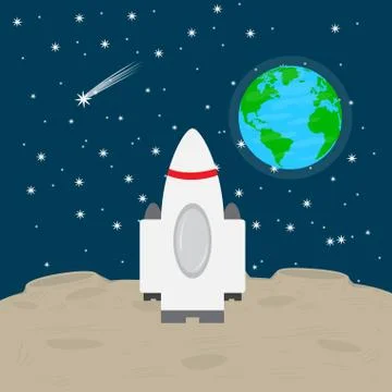 Space shuttle on the moon Ilustração Stock