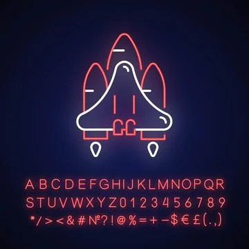 Space shuttle neon light icon Stock Illustration