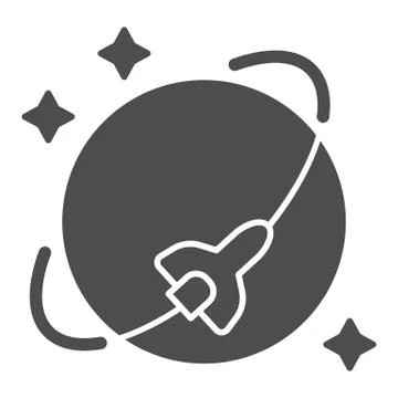 Space shuttle orbit solid icon. Spacecraft vector illustration isolated on white Ilustración de archivo