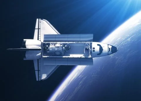 Space Shuttle Orbiter In The Rays Of Light 스톡 일러스트