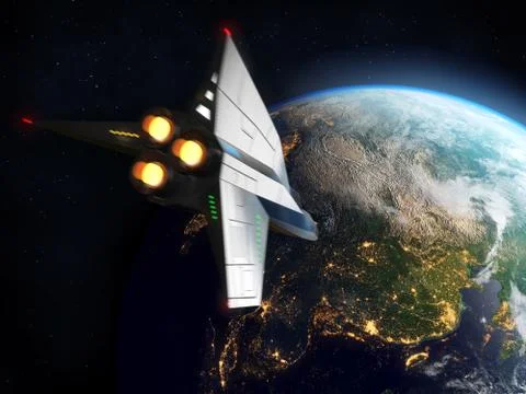 Space Shuttle Orbiting Earth. Elements of this image furnished by NASA. 스톡 일러스트