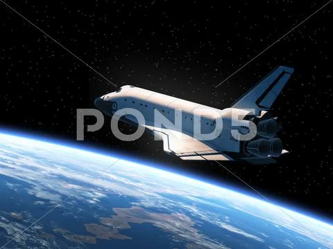 Space Shuttle Orbiting Earth Stock Illustrationen