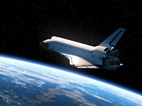 Space Shuttle Orbiting Earth Stock Illustration
