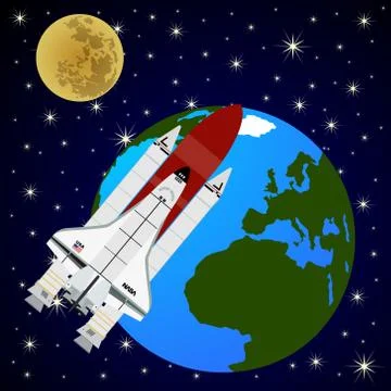 Space shuttle orbiting the Earth Stock-Illustration