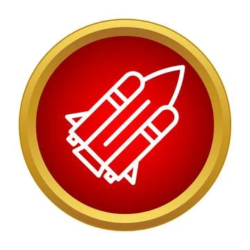 Space shuttle outline on a red background with a gold border Ilustração Stock