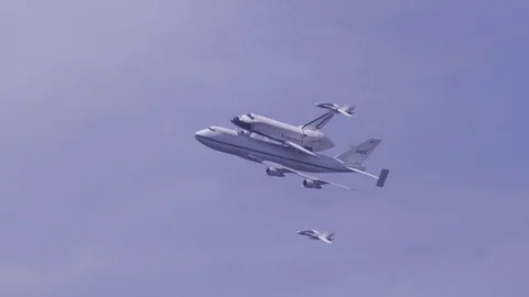 Space Shuttle over LA Stock Footage 77860280