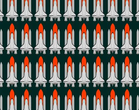 Space Shuttle pattern over dark grey background Stock Illustration