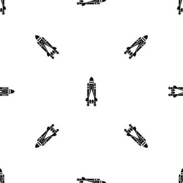 Space shuttle pattern seamless black 스톡 일러스트