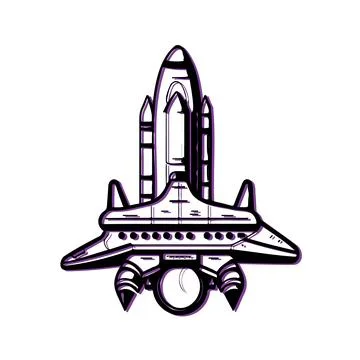 Space Shuttle Rocket Launch. Concept of innovation, technology, and explora.. Stock Illustration