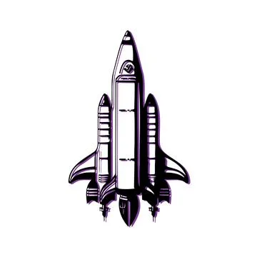 Space Shuttle Rocket Launch Icon. Concept of innovation, technology, and fu.. Stock Illustration