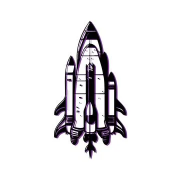 Space Shuttle Rocket Launch Illustration. Concept of innovation, technology.. Stock Illustration