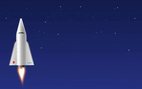 Space shuttle rocket launch in the night, 3D realistic vector illustration Stock Illustration