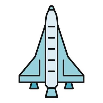 Space shuttle rocket launching into outer space icon Stock Illustration