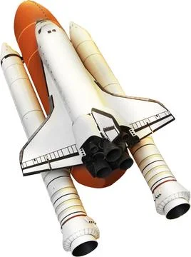 A space shuttle soars into space.on white background Stock Photos