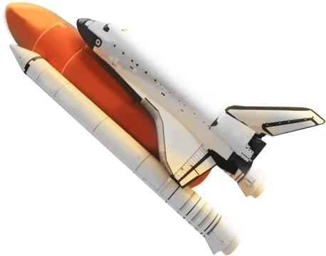 A space shuttle soars into space.on white background Stock Photos