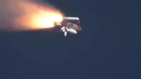 Space Shuttle solid rocket boosters separation in flight. Stock Footage 310351830
