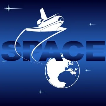 Space Shuttle in space in Earth orbit Stock Illustration