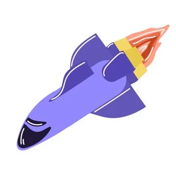 Space shuttle for space flights, vector illustration in cartoon style, isol.. Stock Illustration