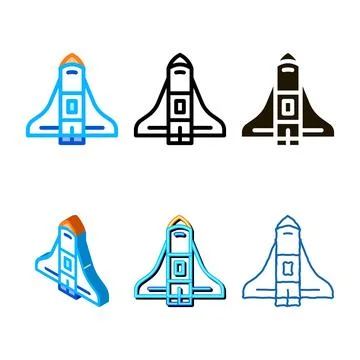 Space shuttle spaceship icon variety outline Stock Illustration