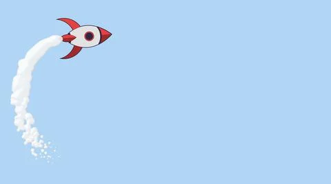 Space shuttle take-off animation. Rocket flying cartoon style anime style roc Ilustração Stock
