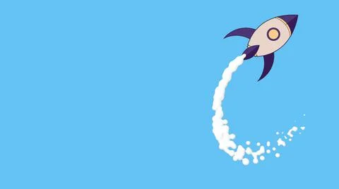 Space shuttle take-off animation. Rocket flying cartoon style anime style roc Ilustração Stock