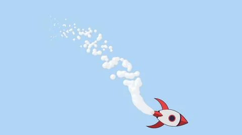 Space shuttle take-off animation. Rocket flying cartoon style anime style roc Ilustração Stock